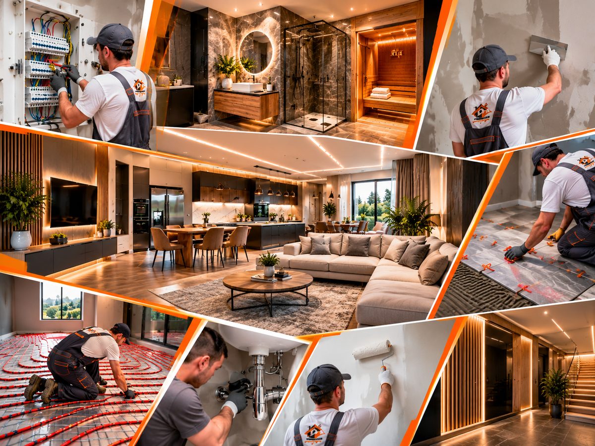 Amenajări interioare: living și bucătărie moderne finisate, baie, zugrăveli și montaj rigips, București